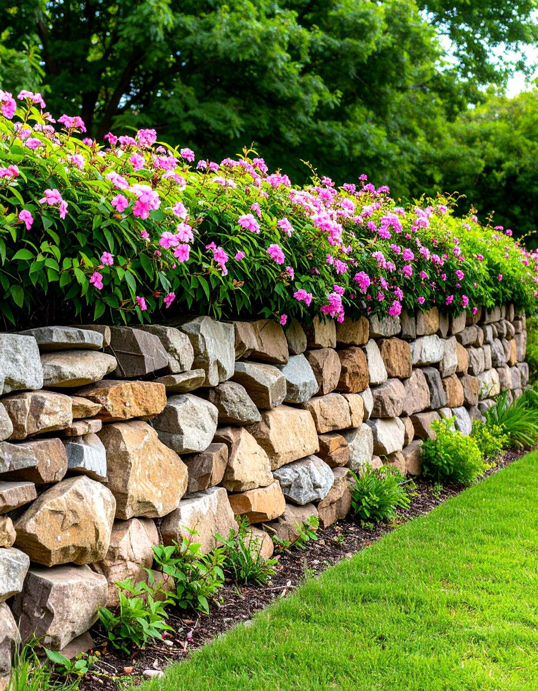 Low Rock Wall Fence - 30 fence ideas for front yard