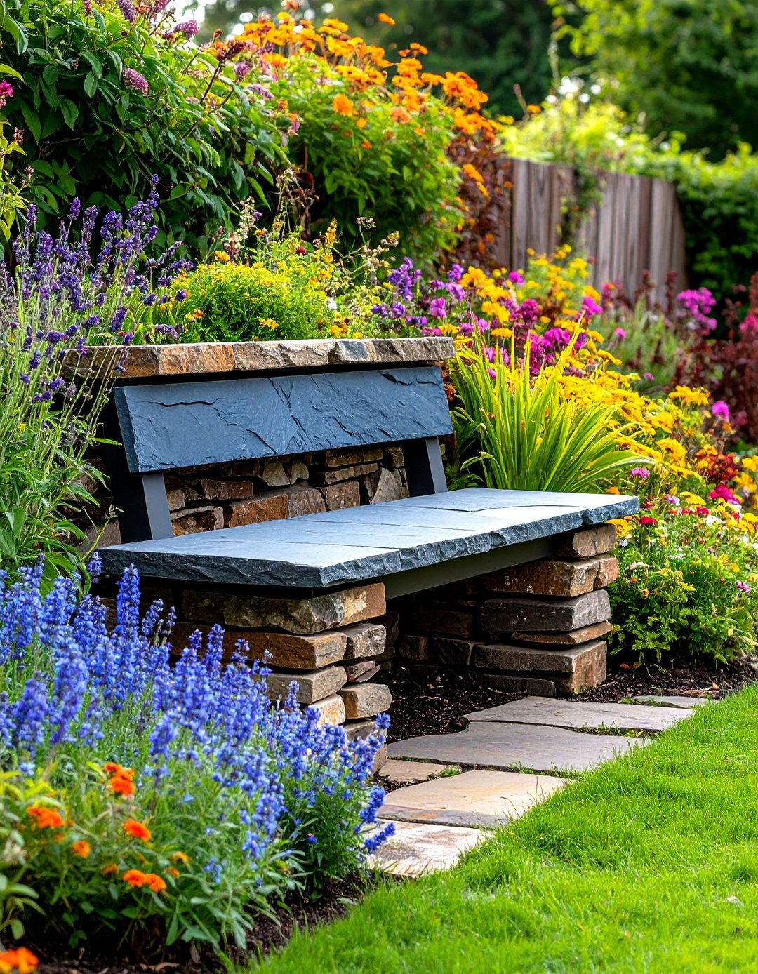 Low Stone Wall Bench Seating