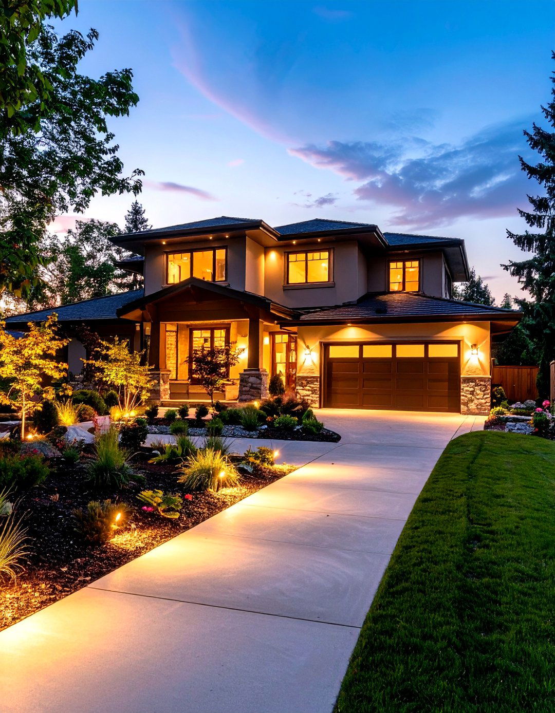 Low Voltage Landscape Lighting Integration - 30 exterior garage lighting ideas