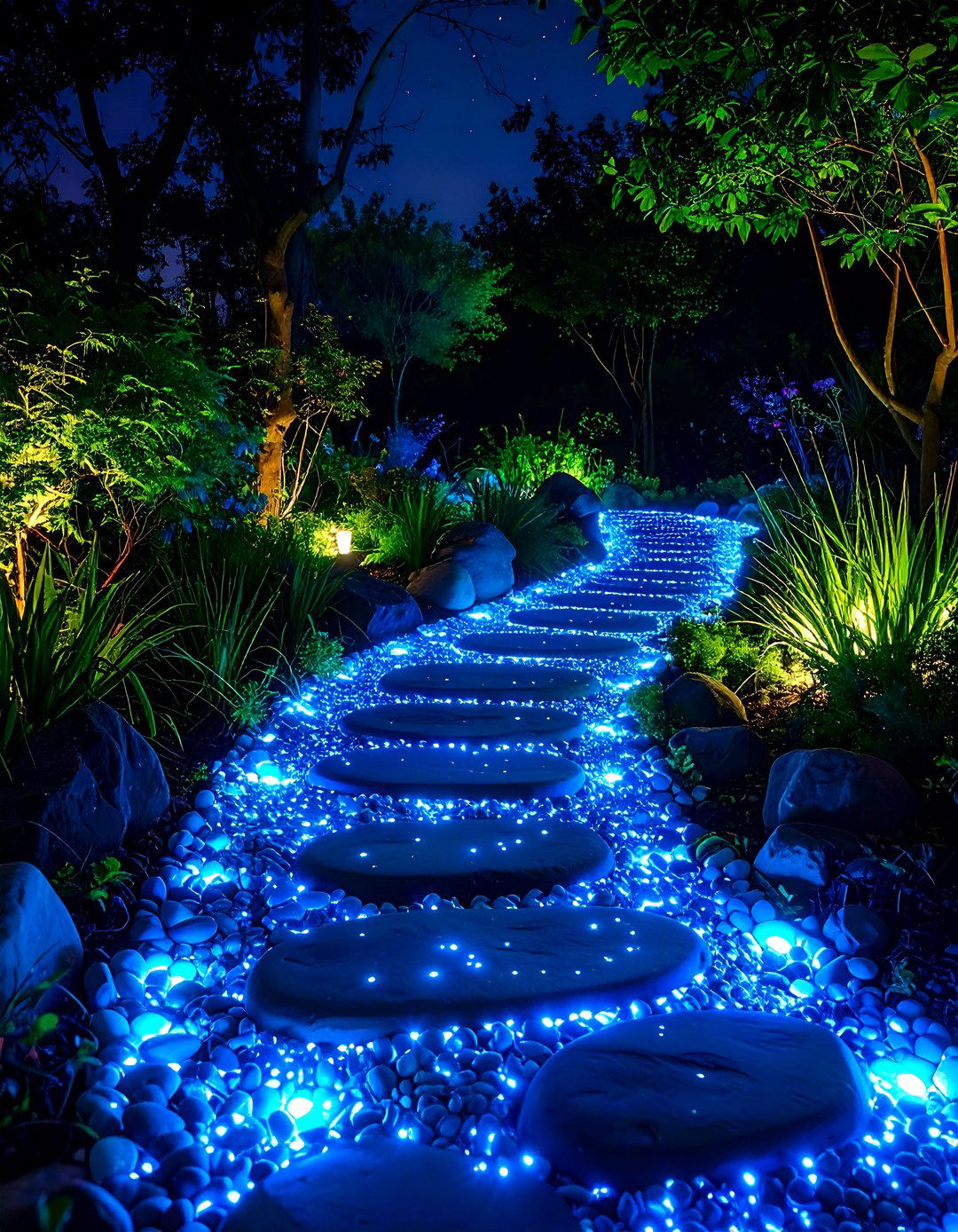 Luminous Glow in the Dark Pebble Garden Path - 30 garden path ideas