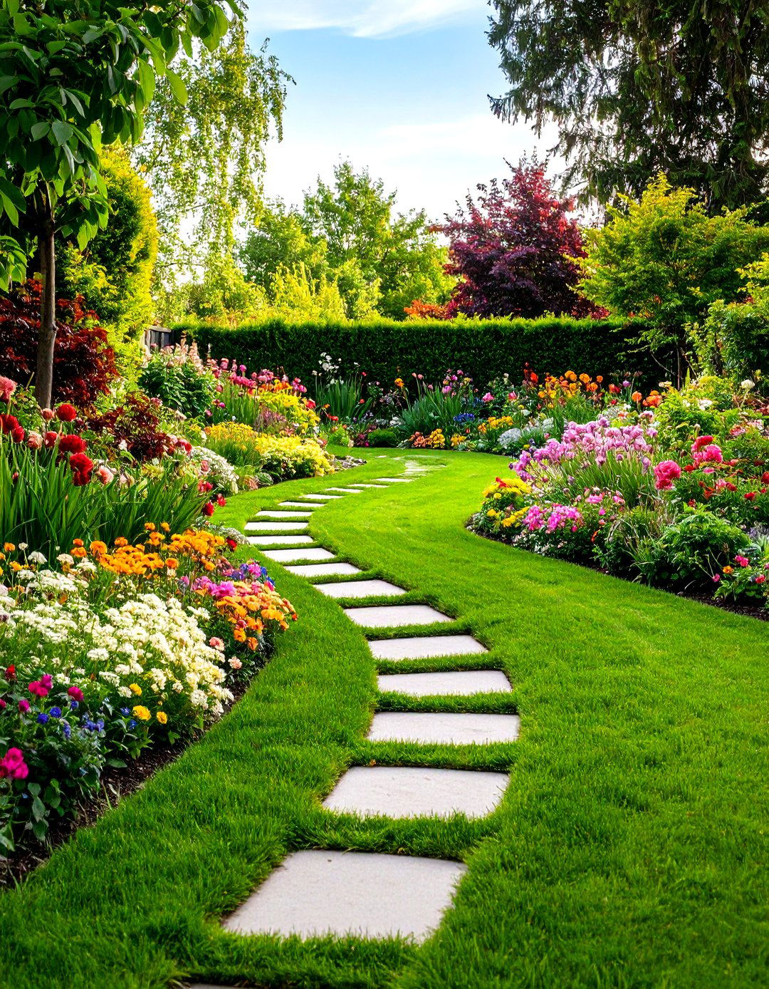 Lush Grass Garden Walkway - 30 garden walkway ideas