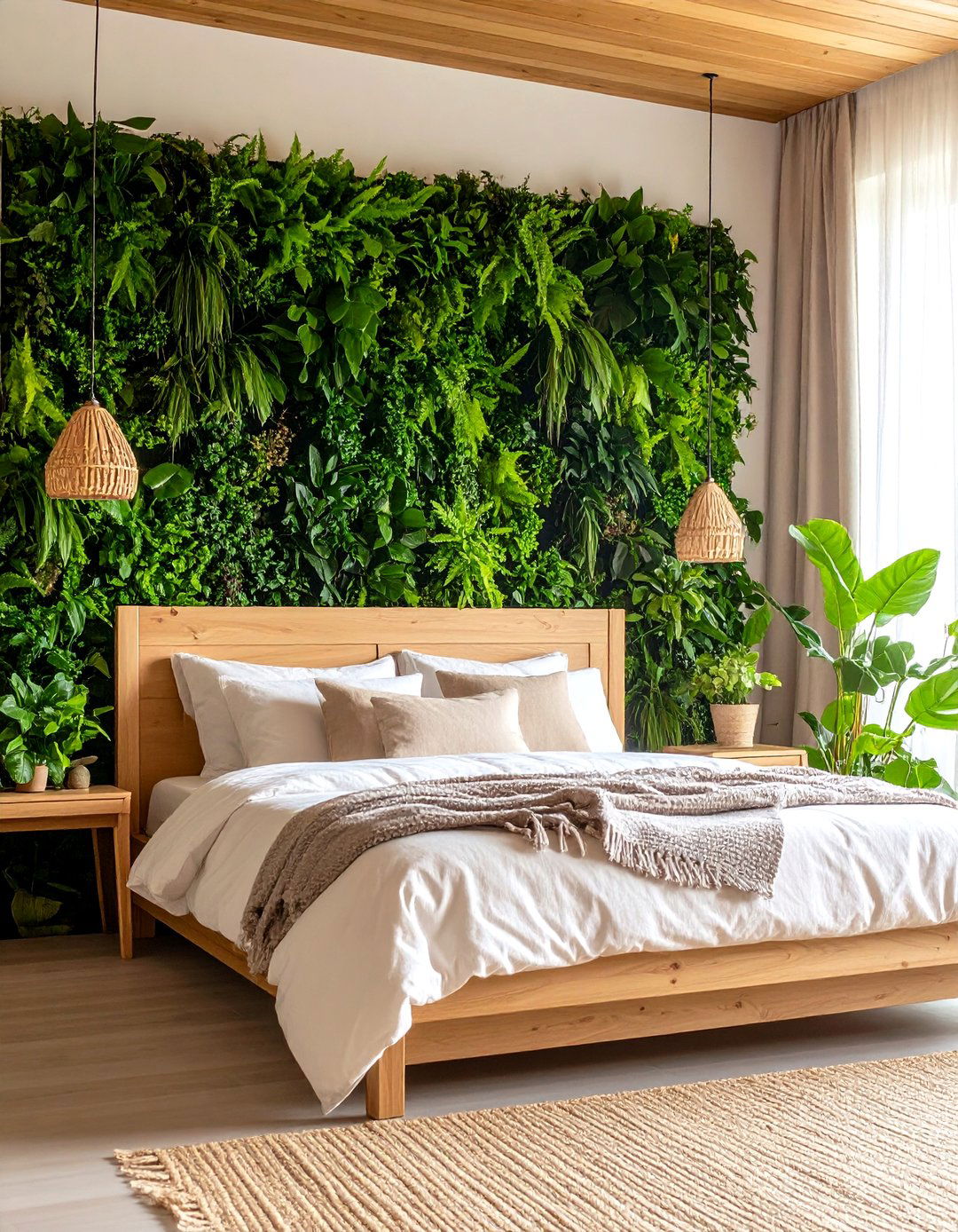 Lush Greenery Living Wall Bedroom - 30 accent wall bedroom ideas