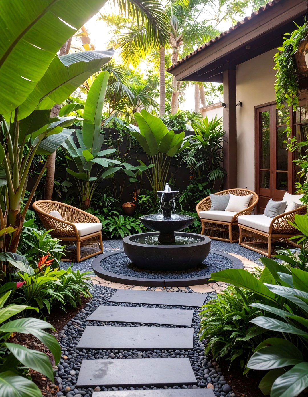 Lush Tropical Paradise Escape - 30 ai small backyard design ideas