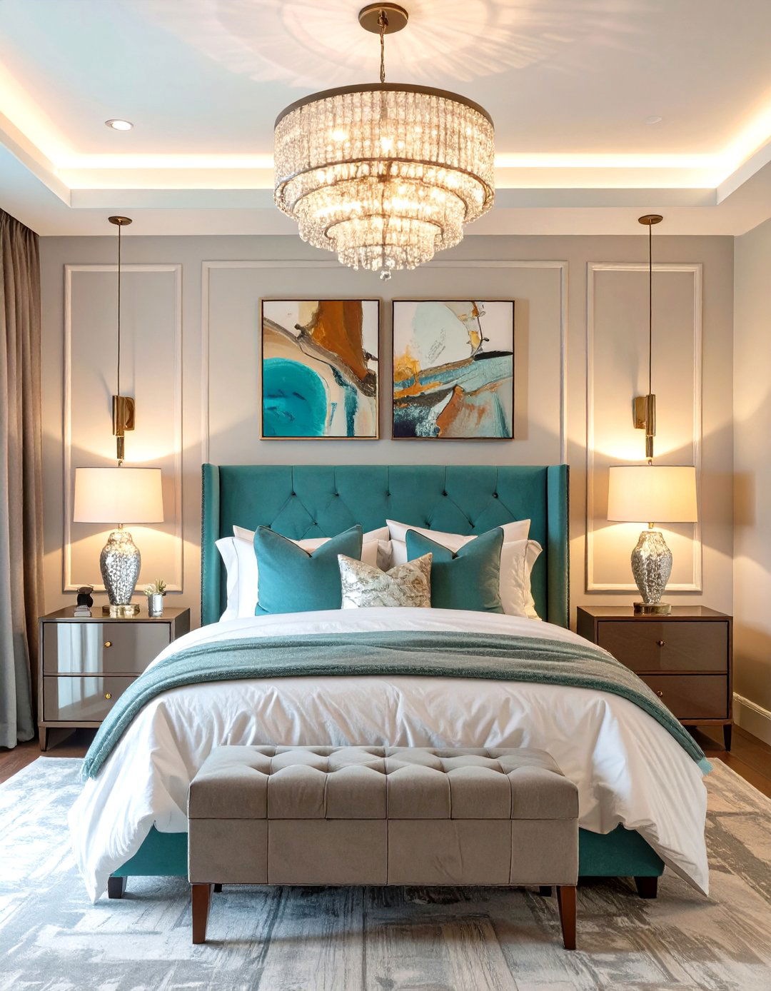Luxe Layered Lighting Bedroom - 30 glam bedroom ideas