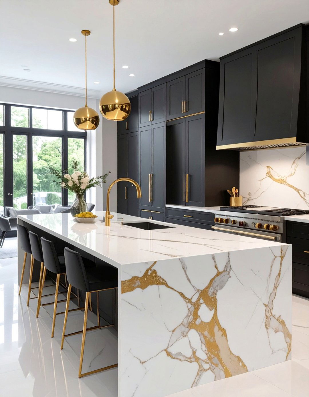 Luxurious Black and Gold Kitchen - 30 dark kitchen ideas