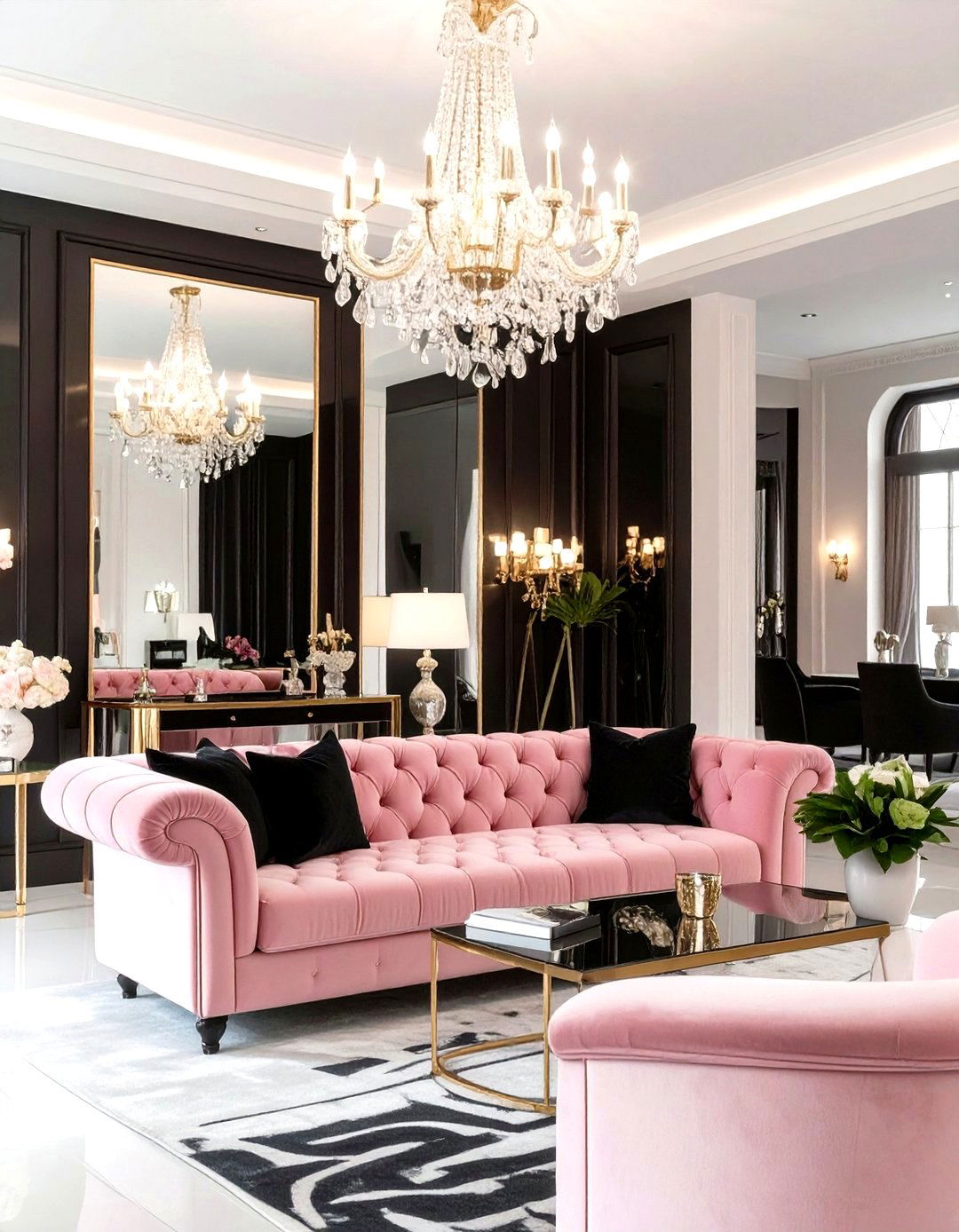 Luxurious Hollywood Regency Salon - 30 sims 4 living room ideas
