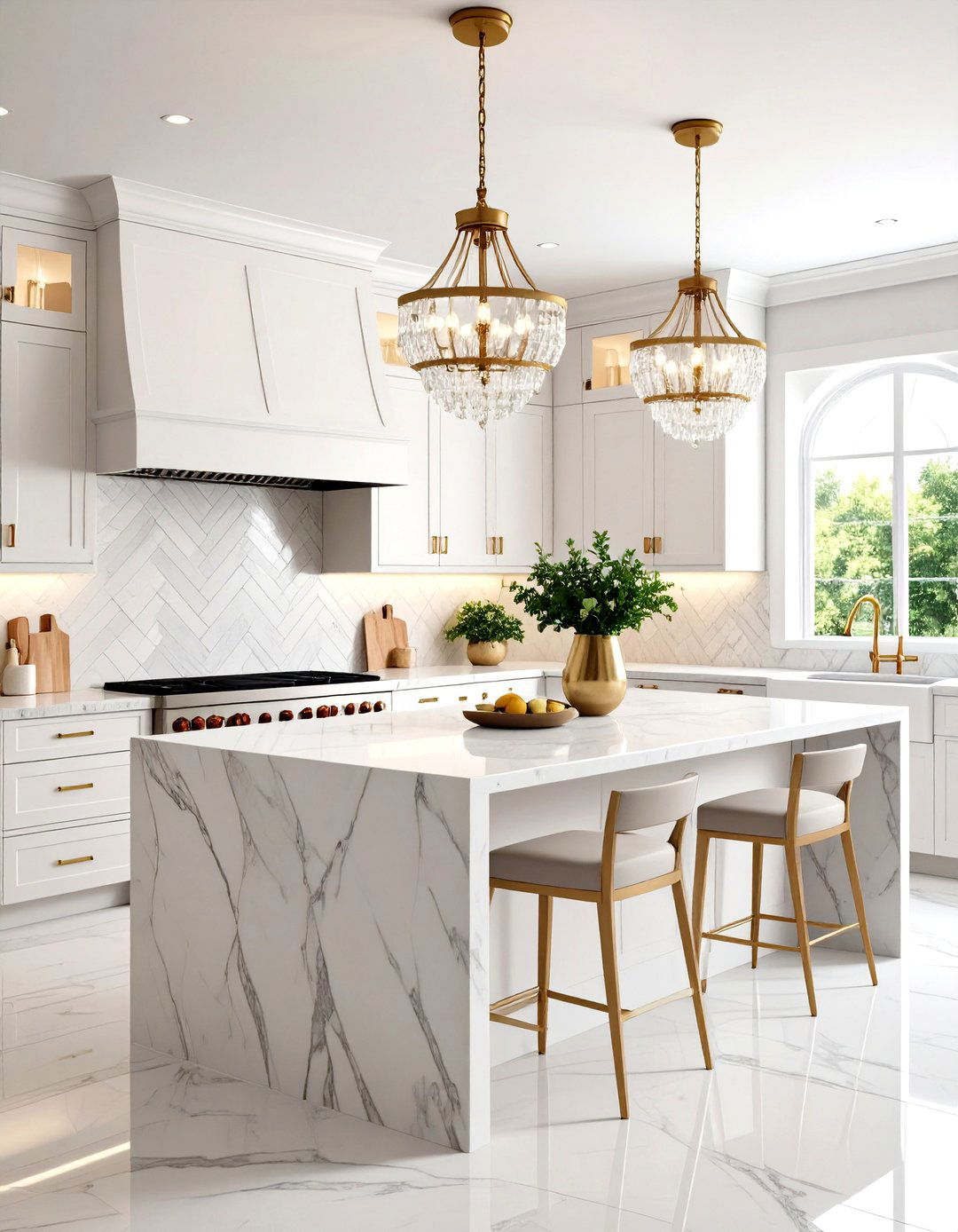 Luxurious Marble Herringbone Kitchen Tiles - 30 kitchen wall tile ideas