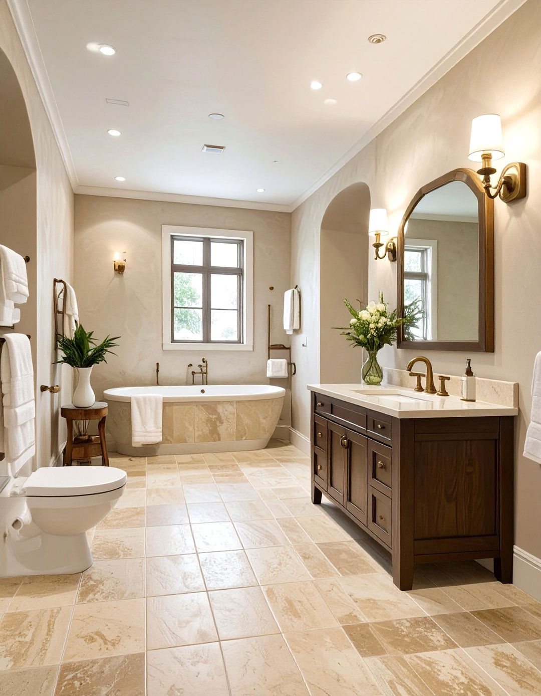 Luxurious Travertine Bathroom Tile Floor - 30 bathroom tile floor ideas