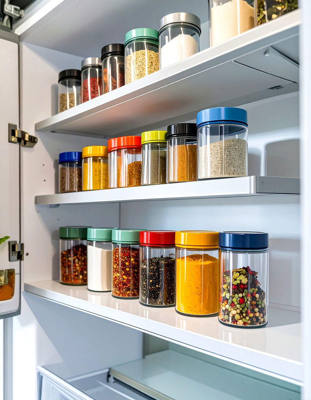 Magnetic Containers on the Door - 30 small pantry organization ideas
