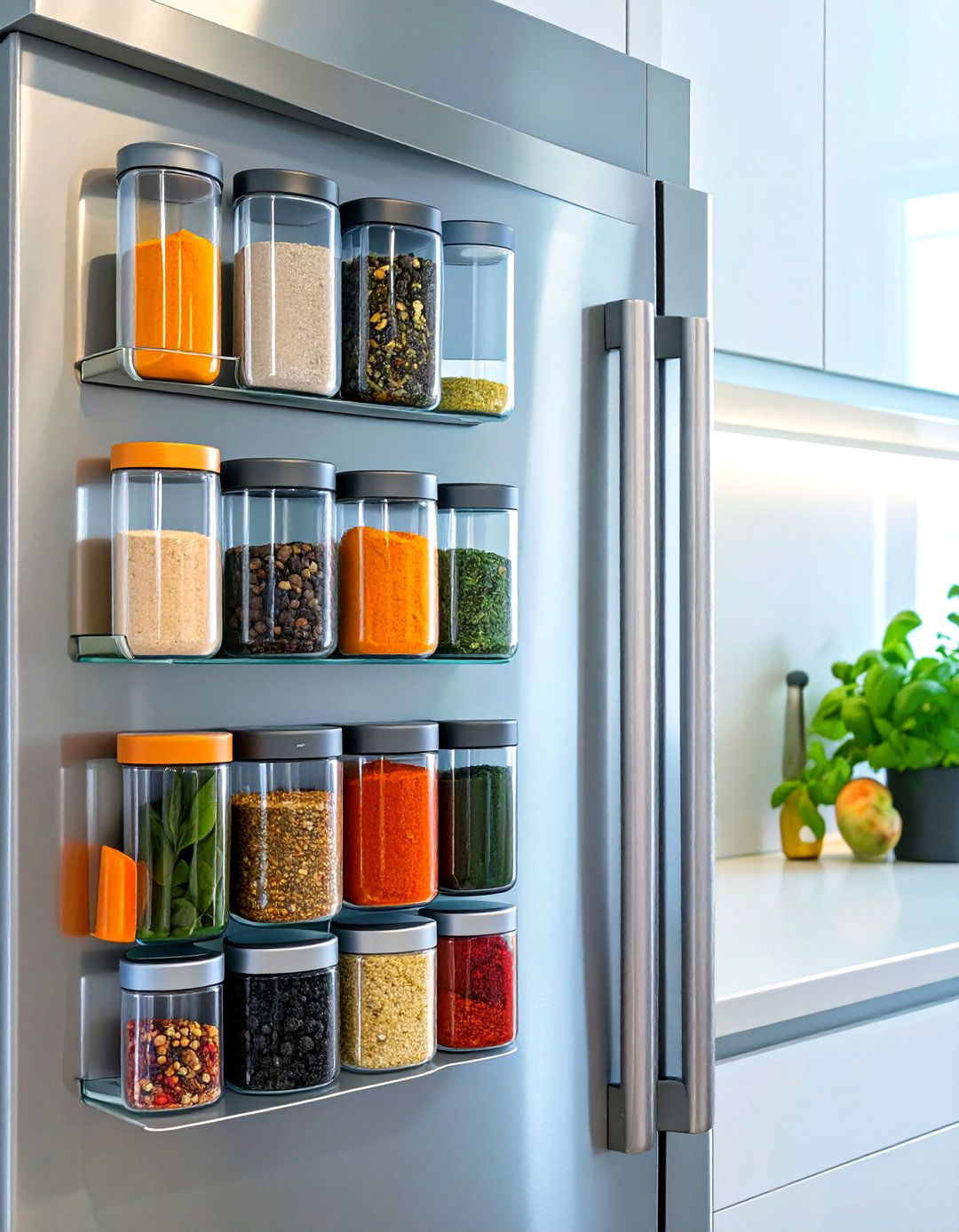 Magnetic Spice Racks on the Refrigerator - 30 small home design ideas