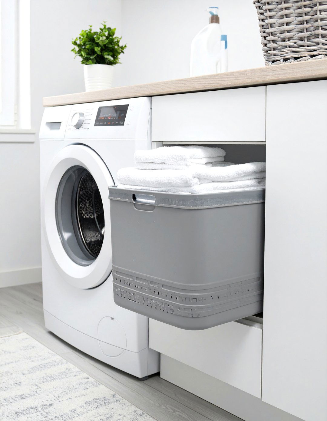 Magnetic Storage Bins on Appliances - 30 tiny laundry room ideas