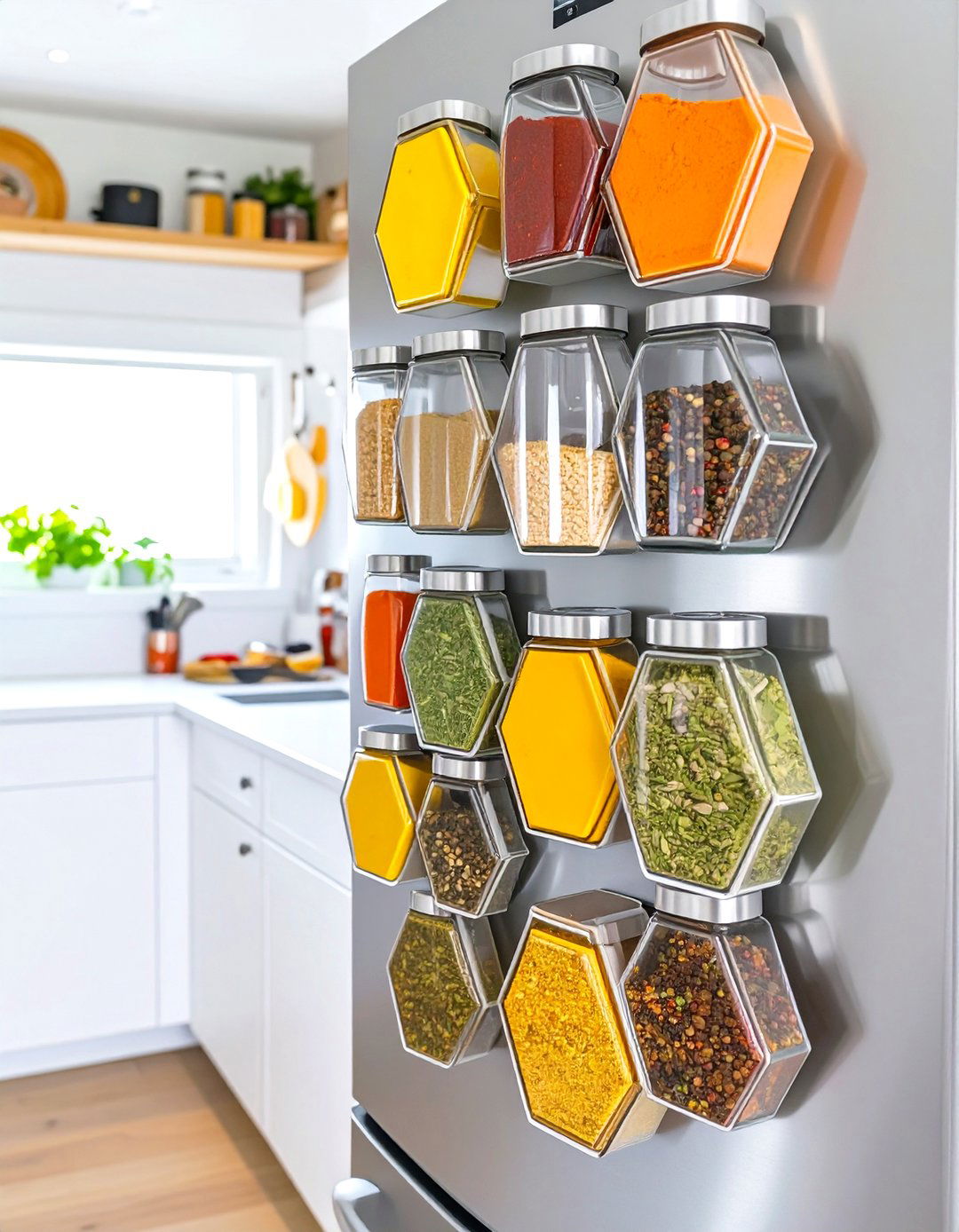 Magnetic Wall Mounted Spice Racks - 30 tiny home kitchen ideas