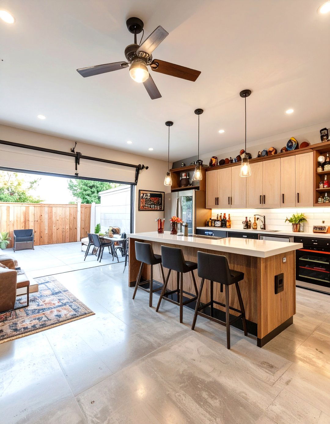 Man Cave with Sports Bar Theme - 30 garage door conversion ideas