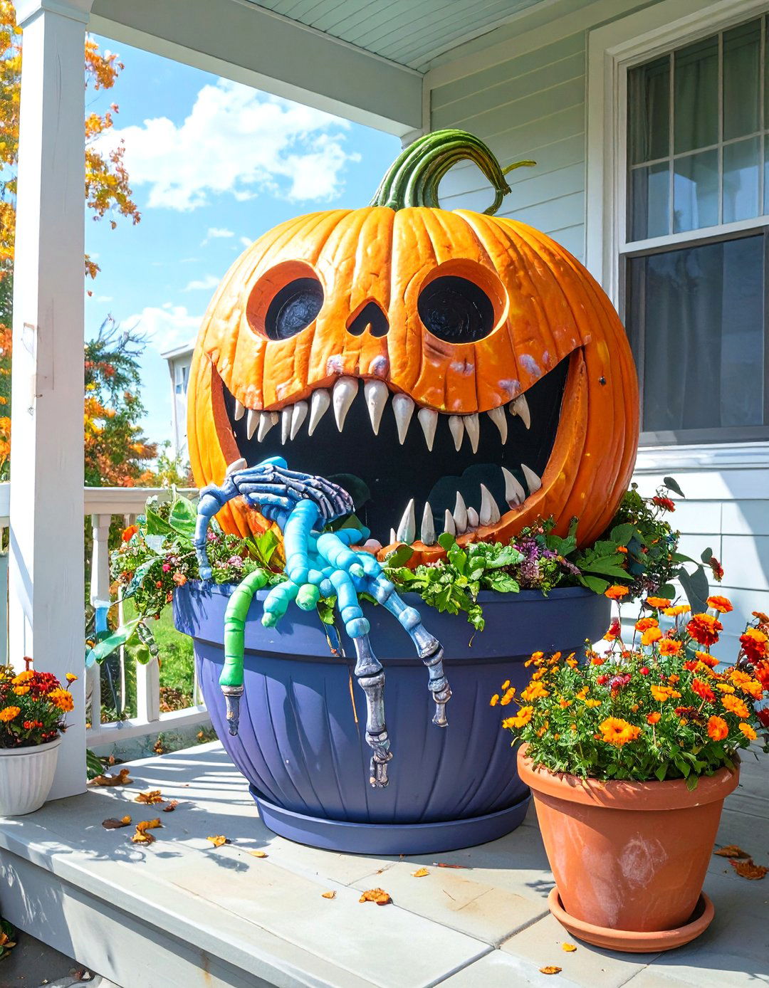 Man Eating Plant Display - 30 outdoor halloween decoration ideas