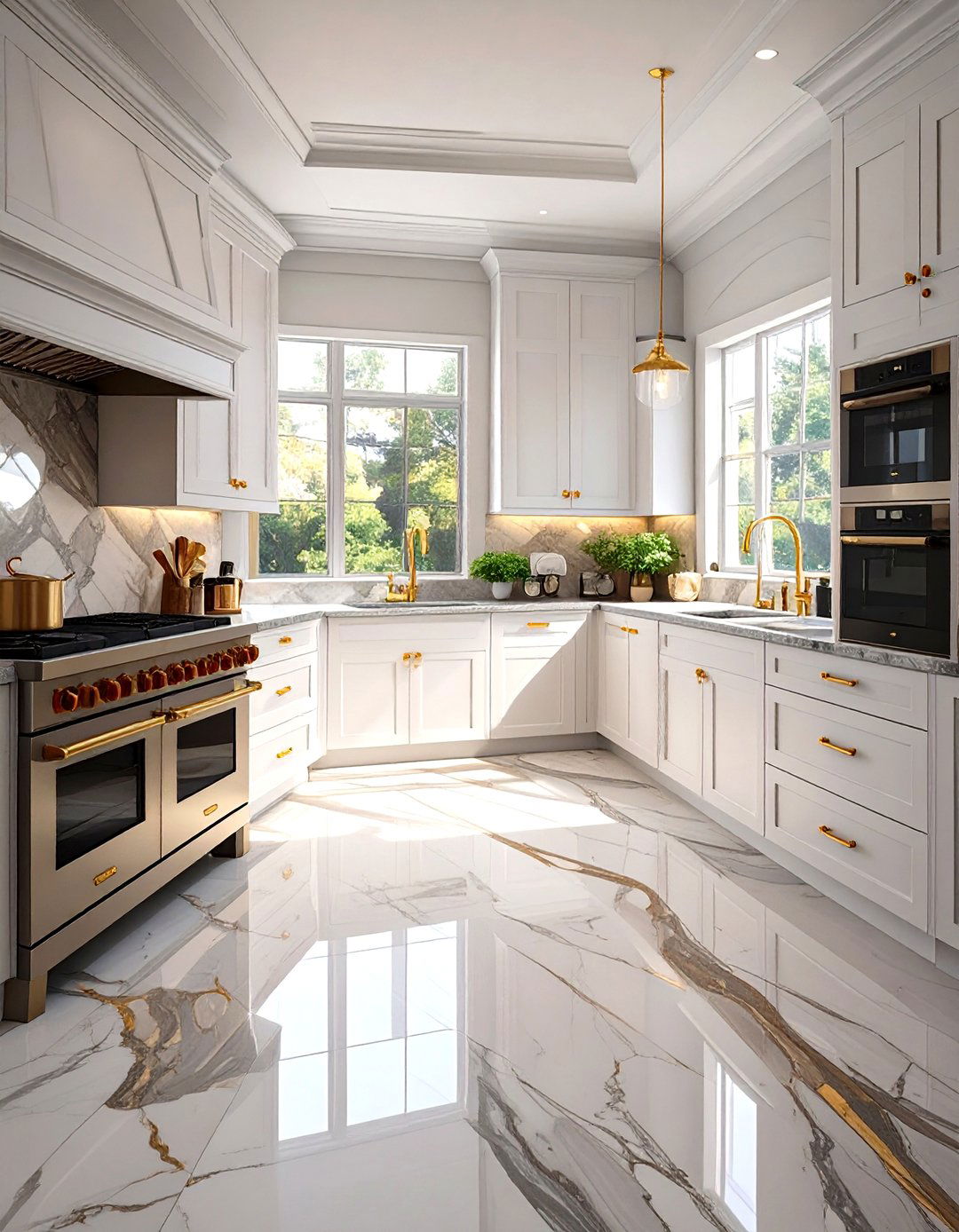 Marble Effect Luxury Vinyl Tile Flooring - 30 vinyl kitchen flooring ideas