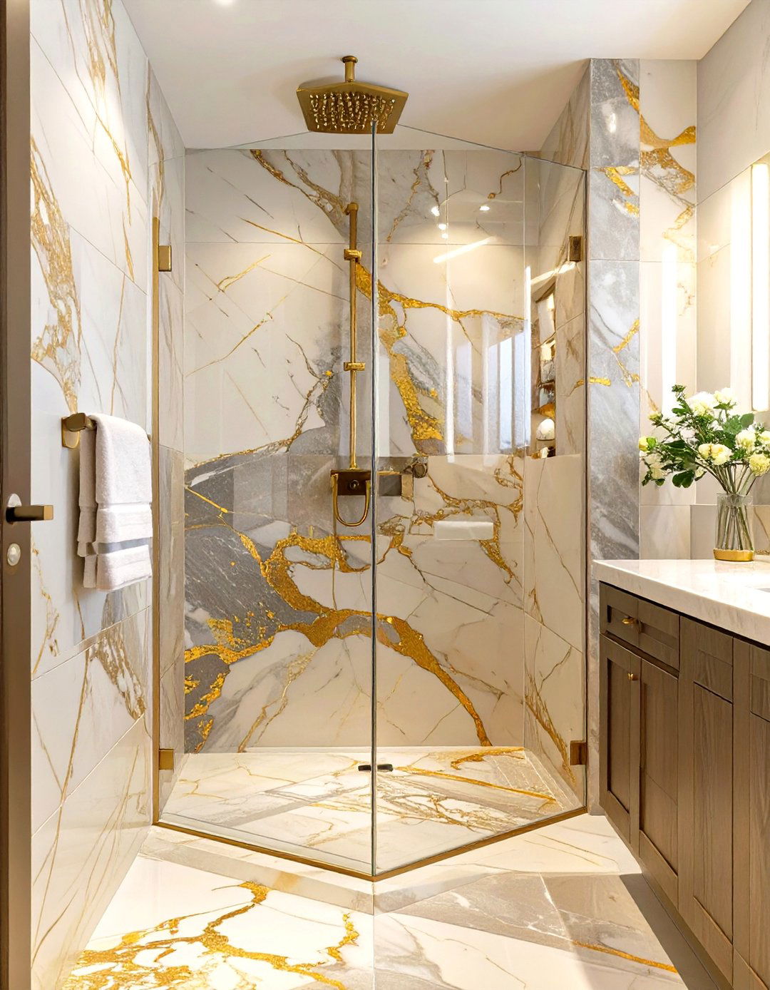 Marble Look Ceramic Shower Tiles - 30 shower bathroom tile ideas