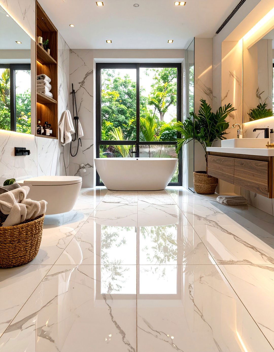 Marble Look Porcelain Floor Tiles - 30 small bathroom floor tile ideas