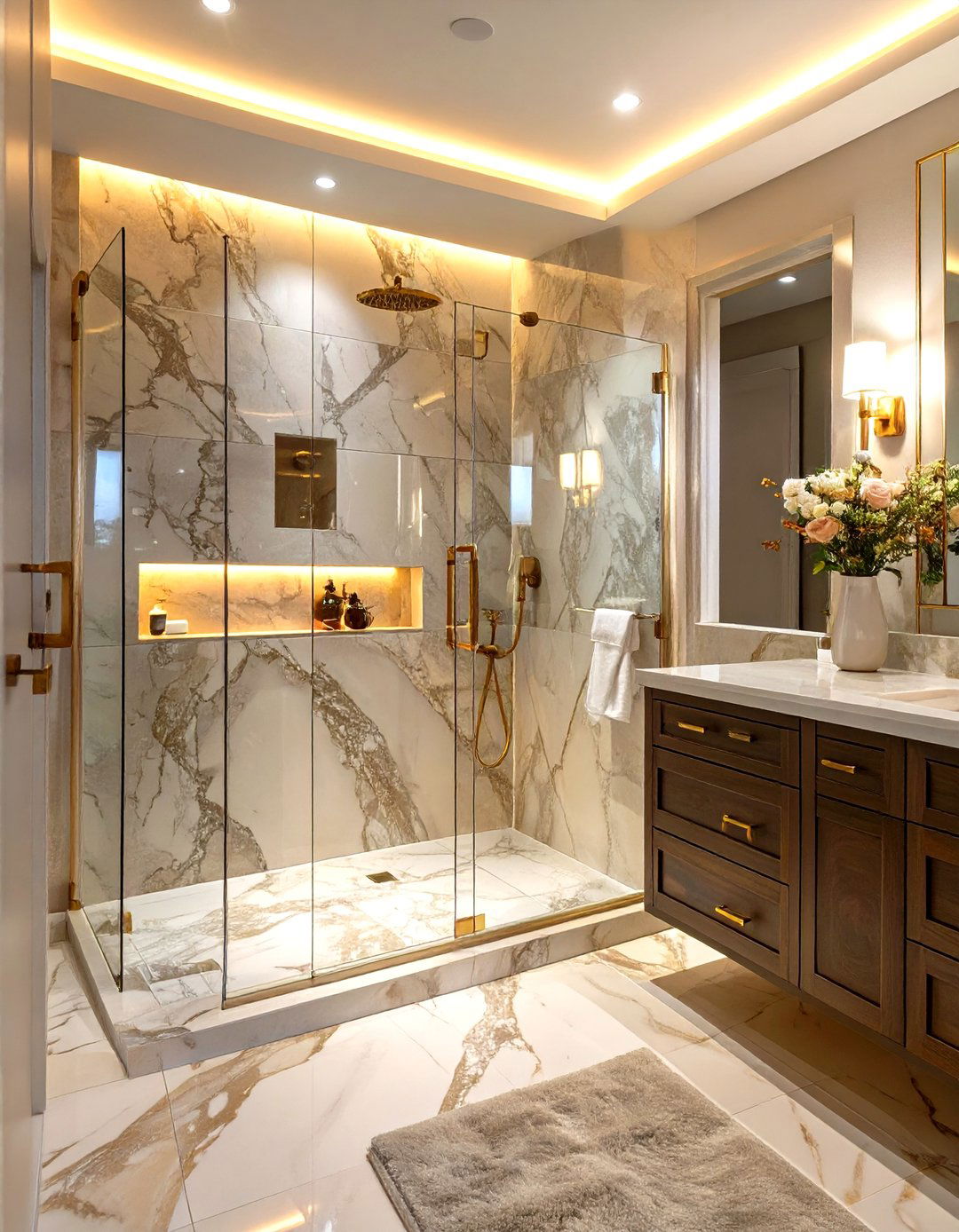 Marble Look Porcelain Tile Walk In Shower - 30 master bathroom walk in shower tile ideas
