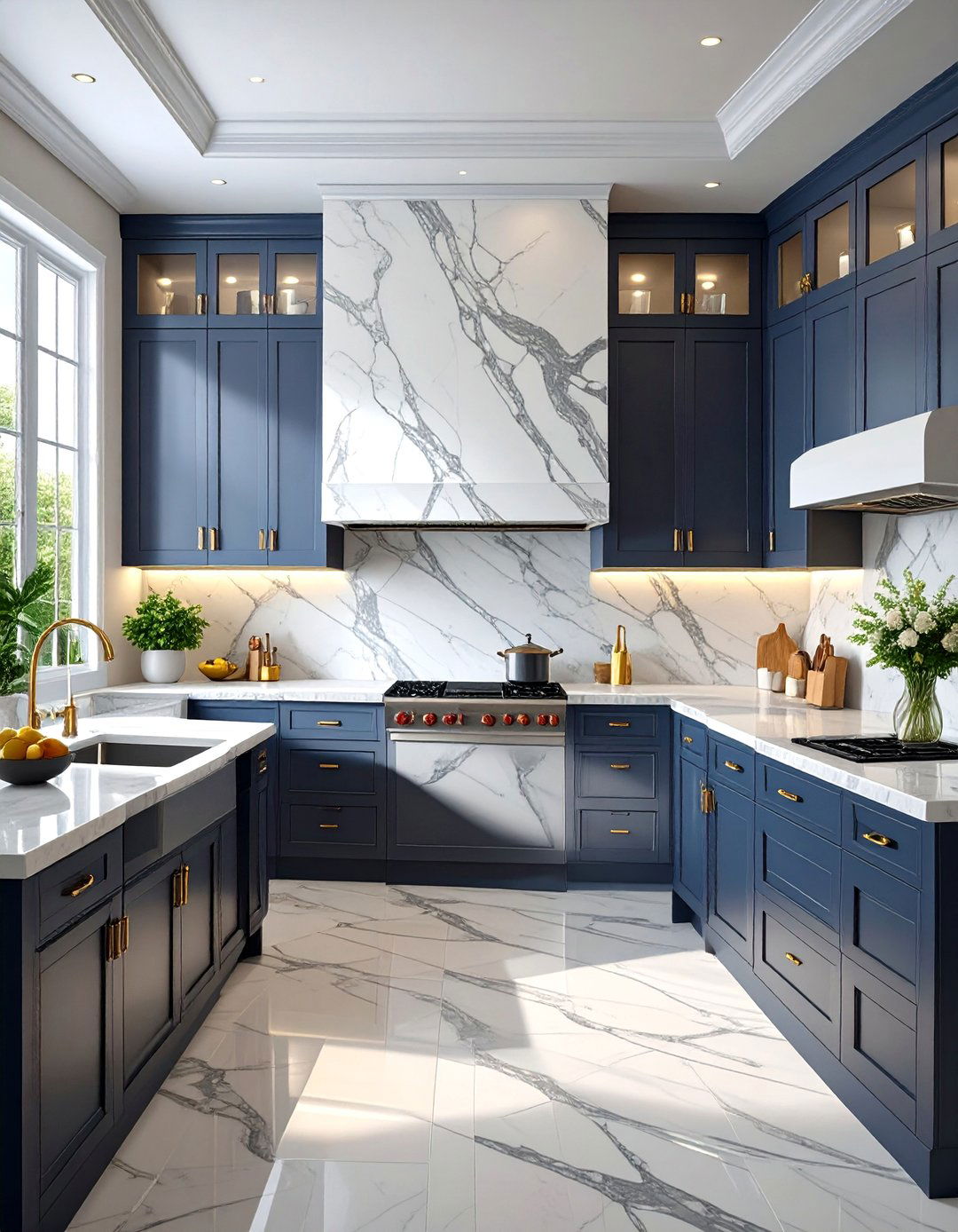 Marble Slab Backsplash Elegance - 30 backsplash ideas for dark cabinets and light countertops