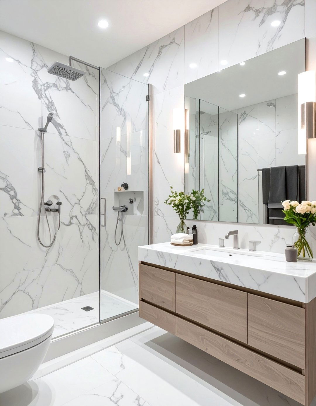 Marble Slab Guest Bathroom - 30 modern guest bathroom ideas