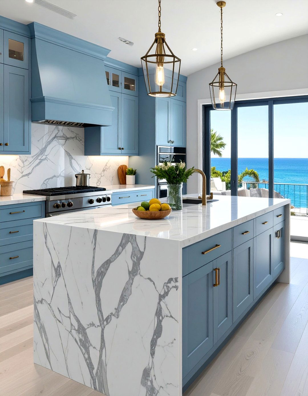 Marble or Quartzite Countertops - 30 seaside coastal kitchen design ideas