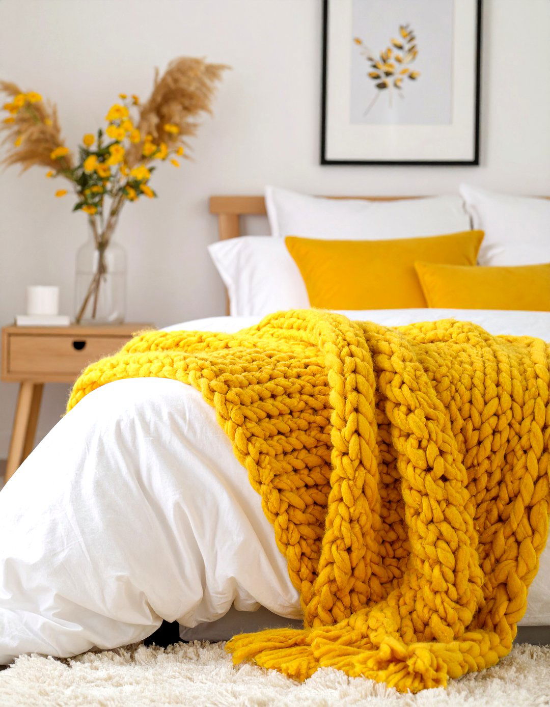 Marigold Yellow Throw Blanket - 30 yellow bedroom ideas