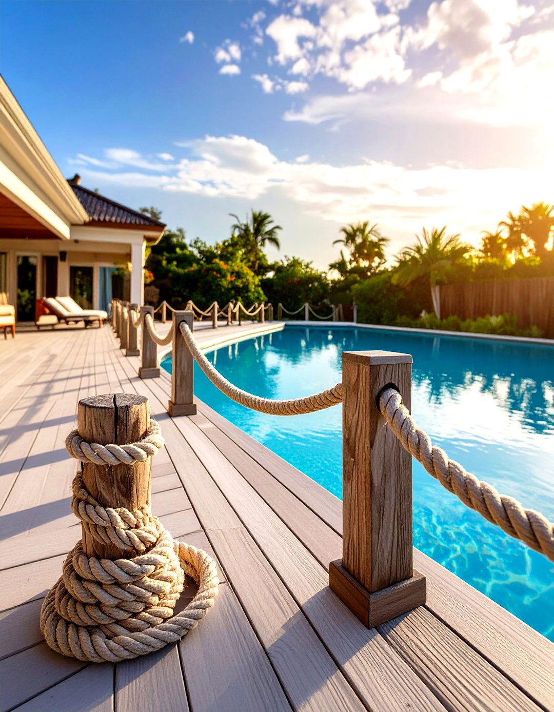 Marine Rope Pool Deck Railing - 30 pool deck railing ideas
