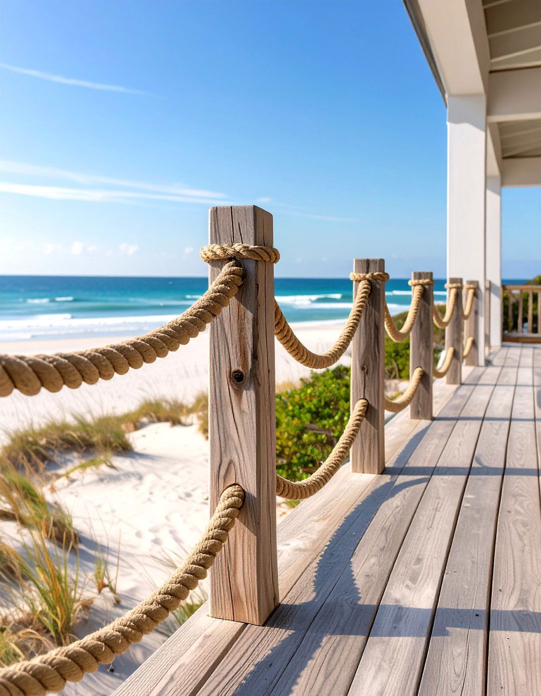 Nautical Rope Chain Railing 30 Stylish Wood Deck Railing Ideas for Better Design - We Love Home Blog