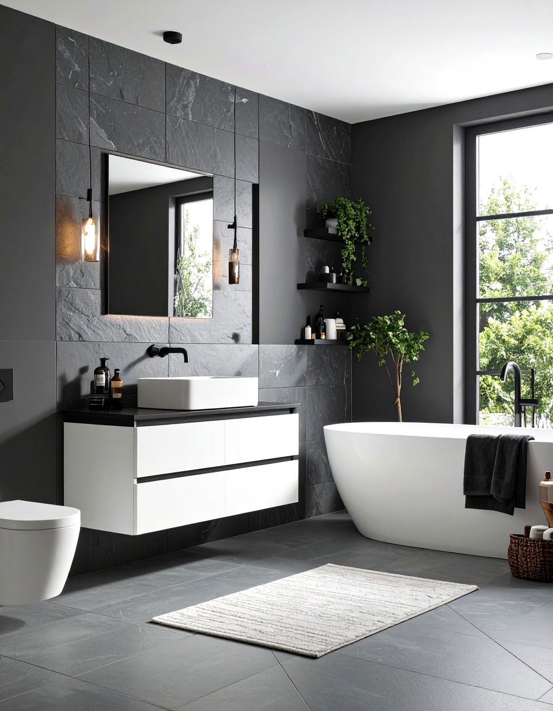 Masculine Gray and White Bathroom - 30 gray and white bathroom ideas
