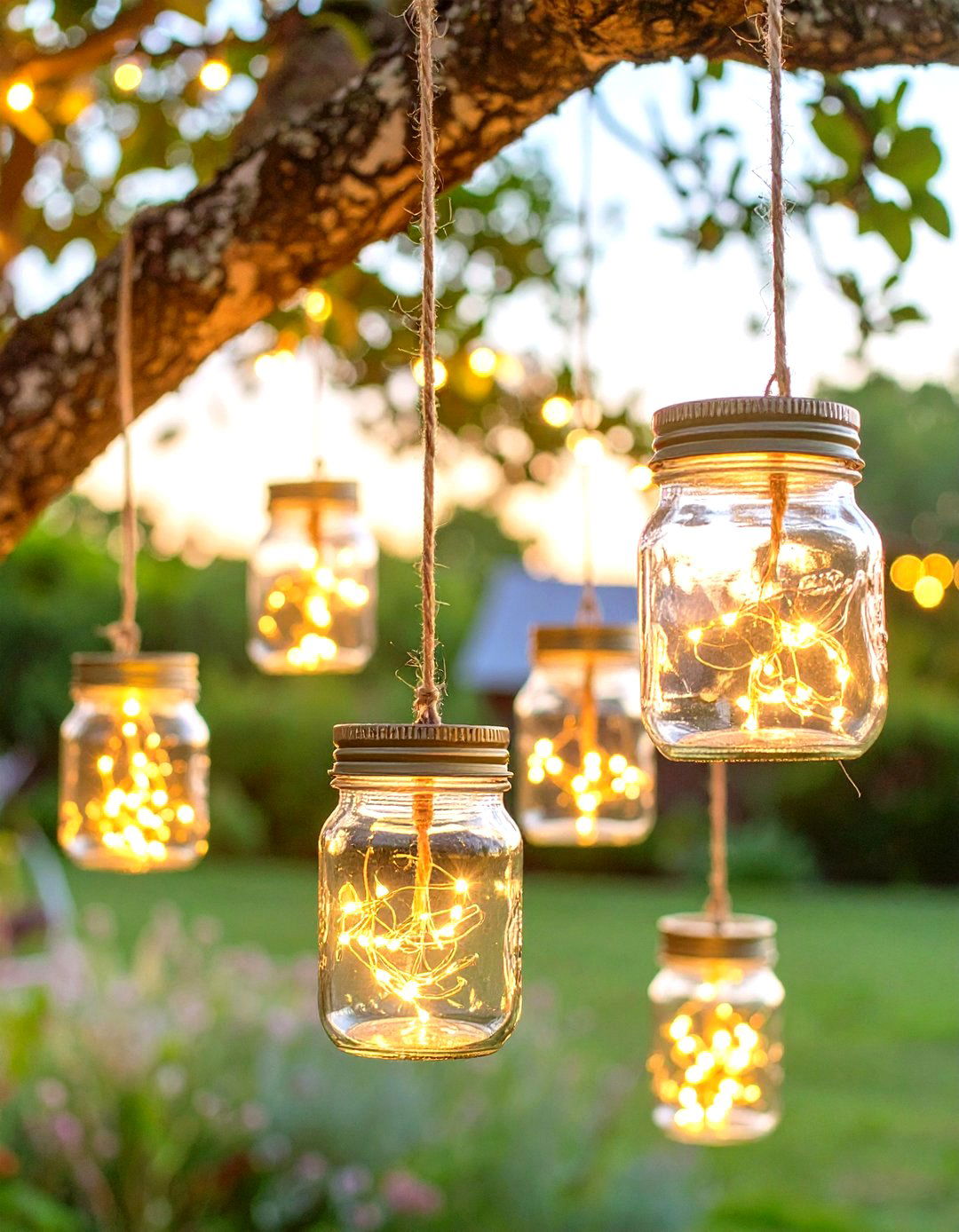 Mason Jar Hanging Lanterns - 30 wedding shower decor ideas