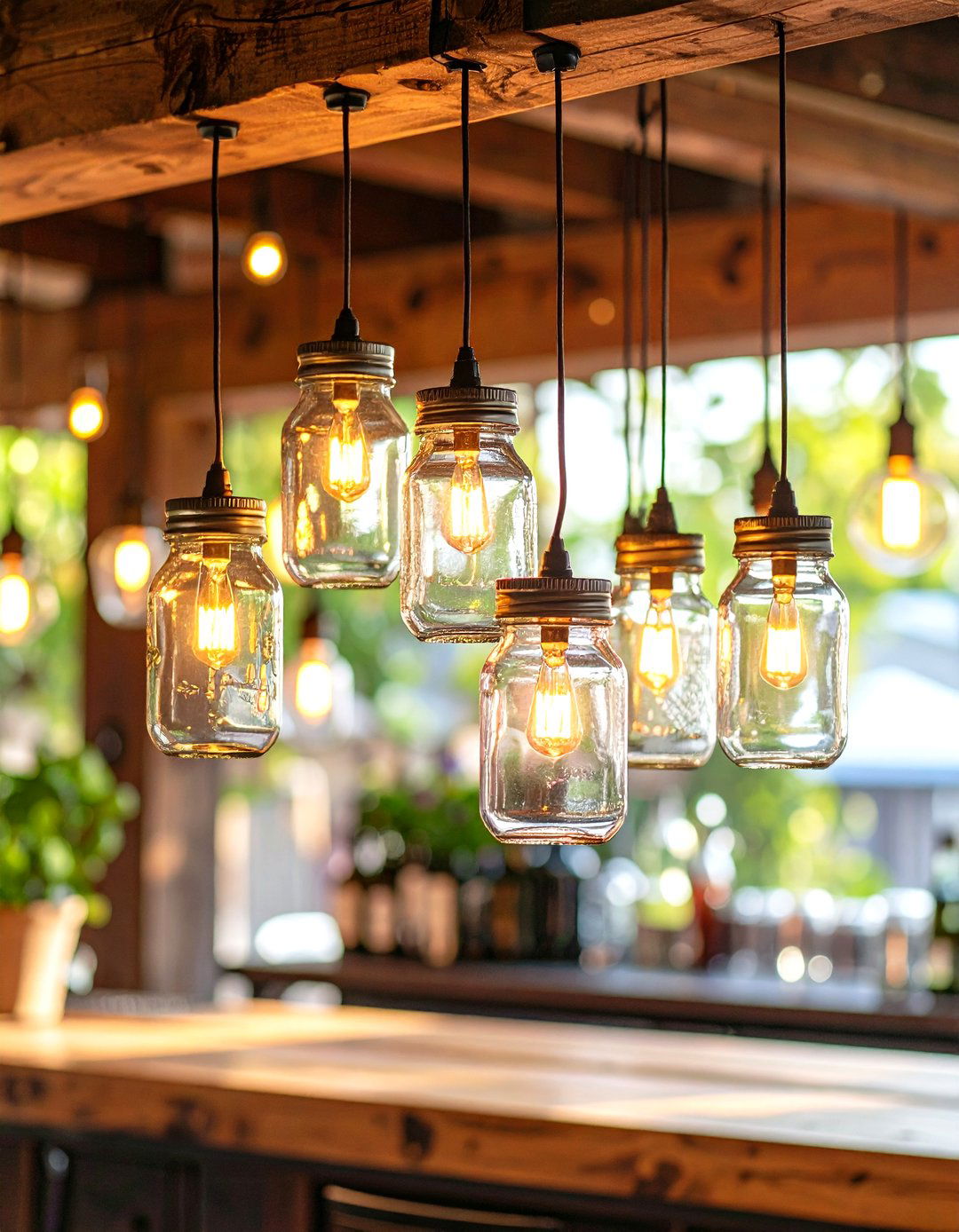 Mason Jar Light Fixtures - 30 rustic interior design ideas