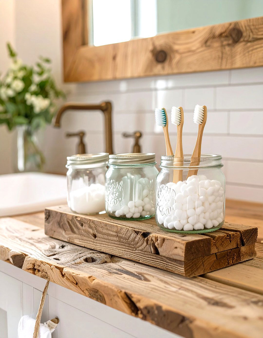 Mason Jar Organizer Bathroom - 30 farmhouse bathroom ideas