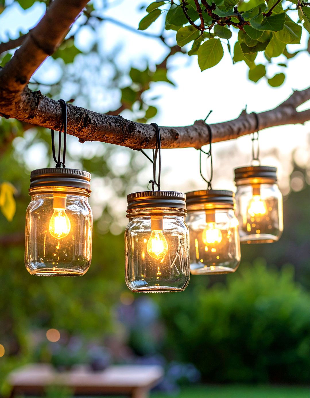 Mason Jar Solar Lanterns - 30 patio decorating ideas on a budget