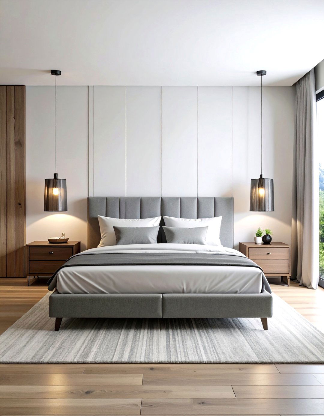 Matching Bedside Pendants - 30 romantic modern luxury master bedroom designs