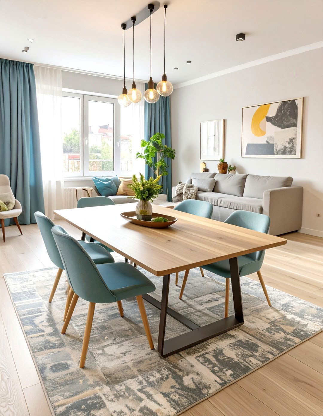 Matching Dining Chairs to Wall Color - 30 very small living and dining room ideas
