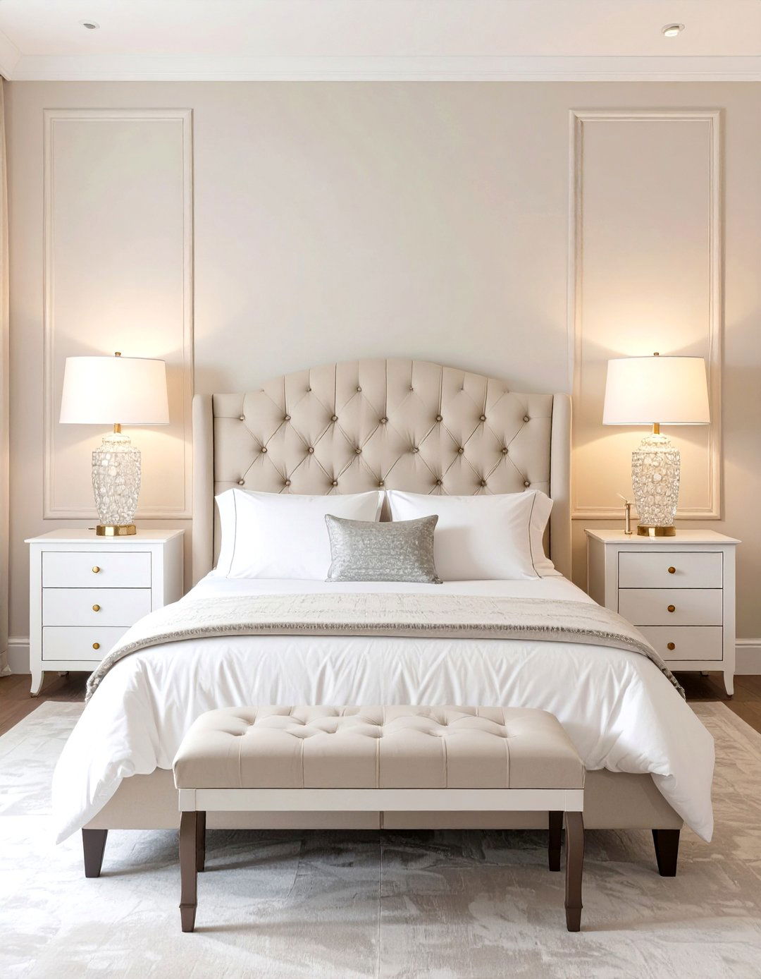 Matching Nightstands and Coordinated Lamps - 30 symmetrical balance in interior design ideas