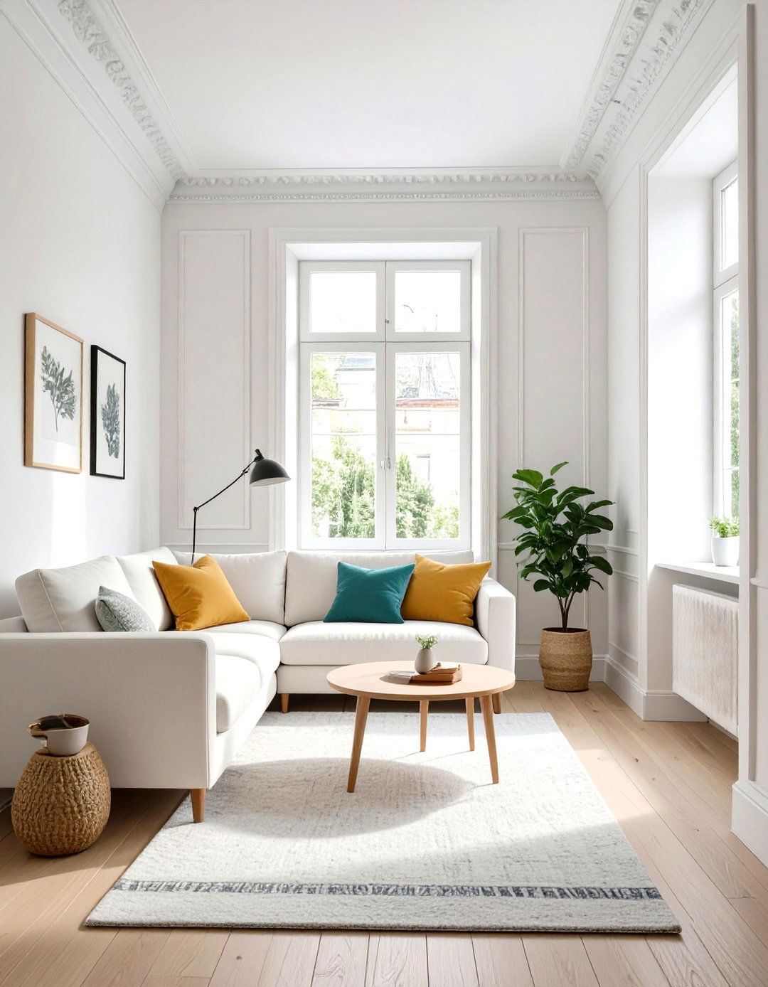 Matching Wall and Trim Color for a Seamless Look - 30 small narrow living room ideas