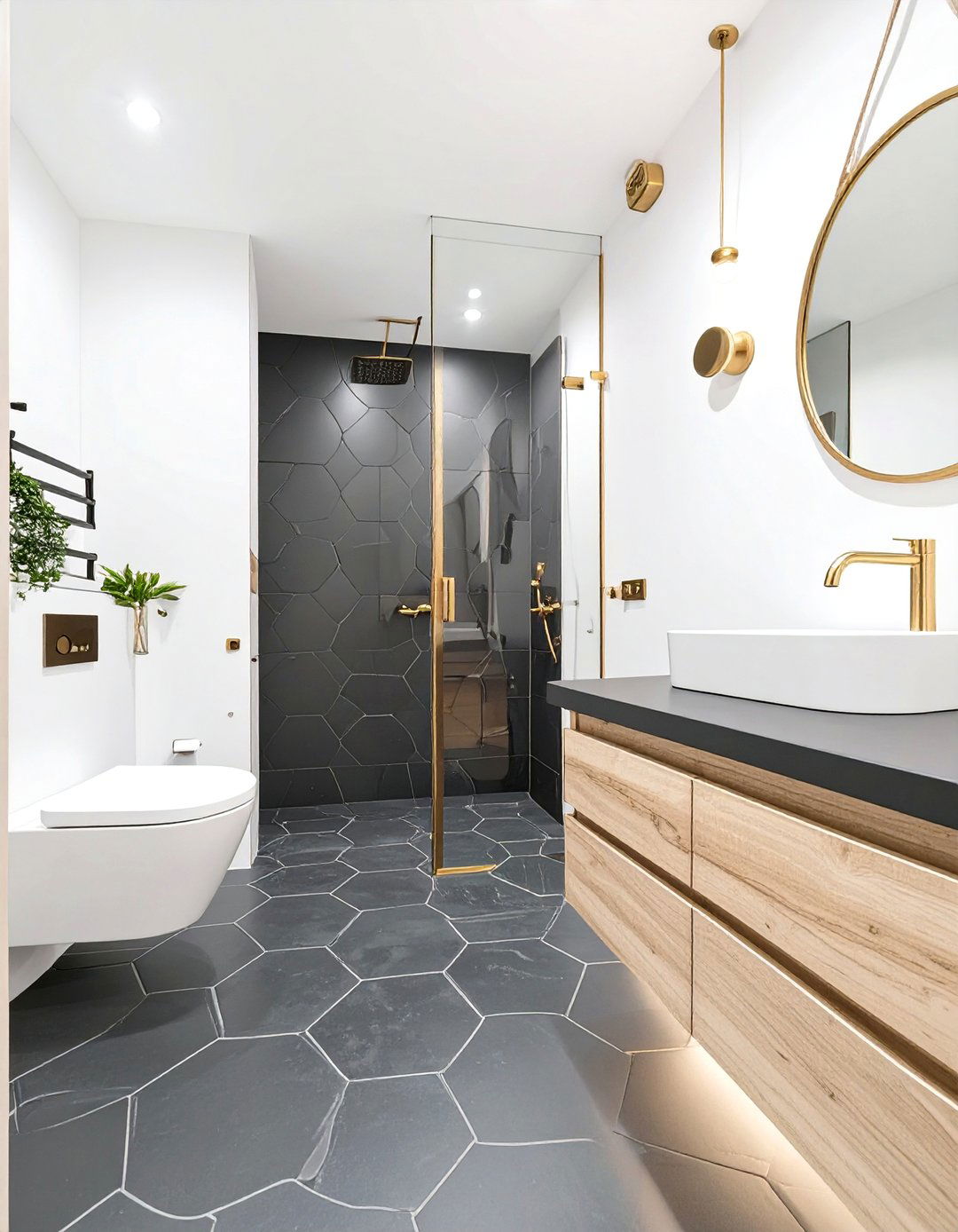 Matte Black Hexagon Floor Bathroom - 30 bathroom tile ideas for small bathrooms