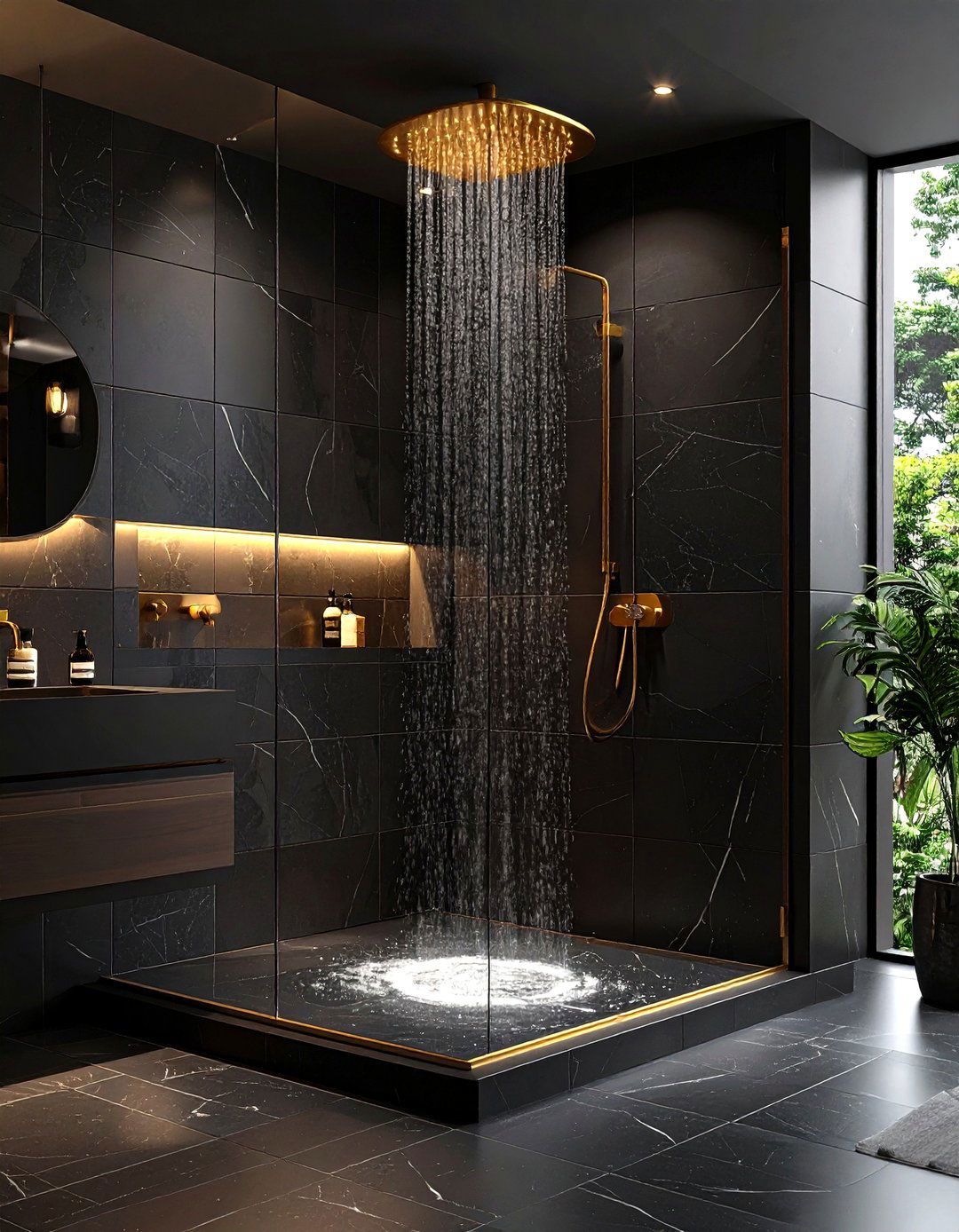 Matte Black Large Tile Shower - 30 large tile shower ideas