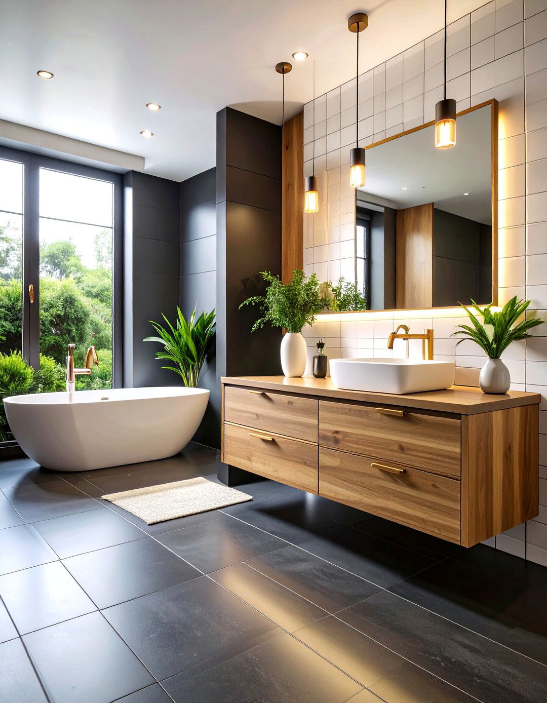 Matte Black Penny Tile Floor - 30 penny tile bathroom floor ideas