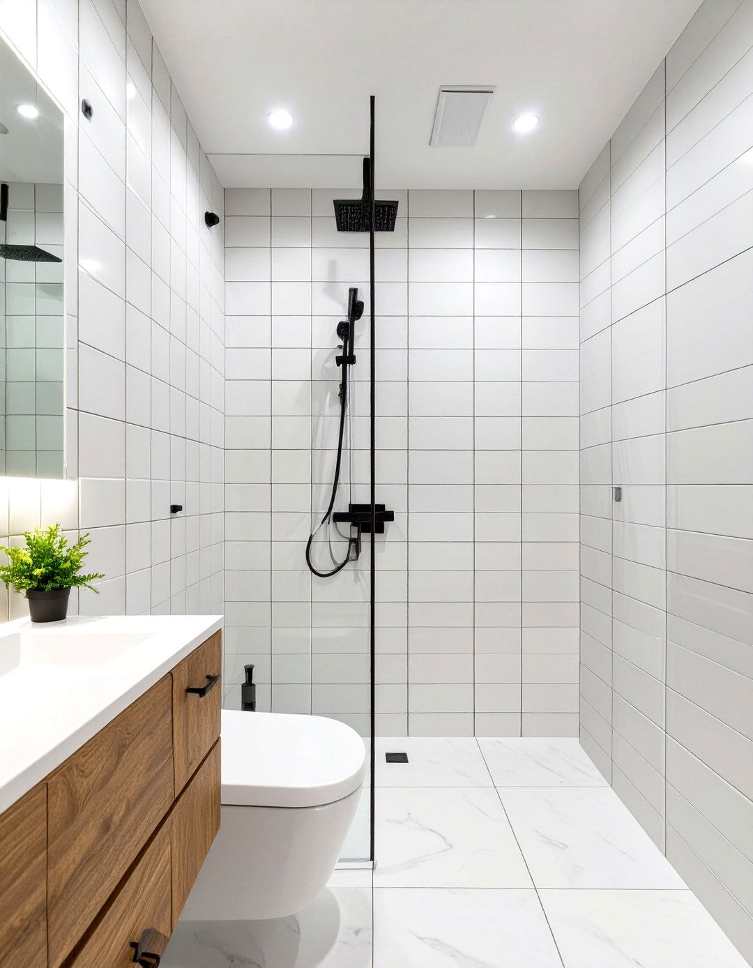 Matte Finish White Tiles - 30 white bathroom tile ideas