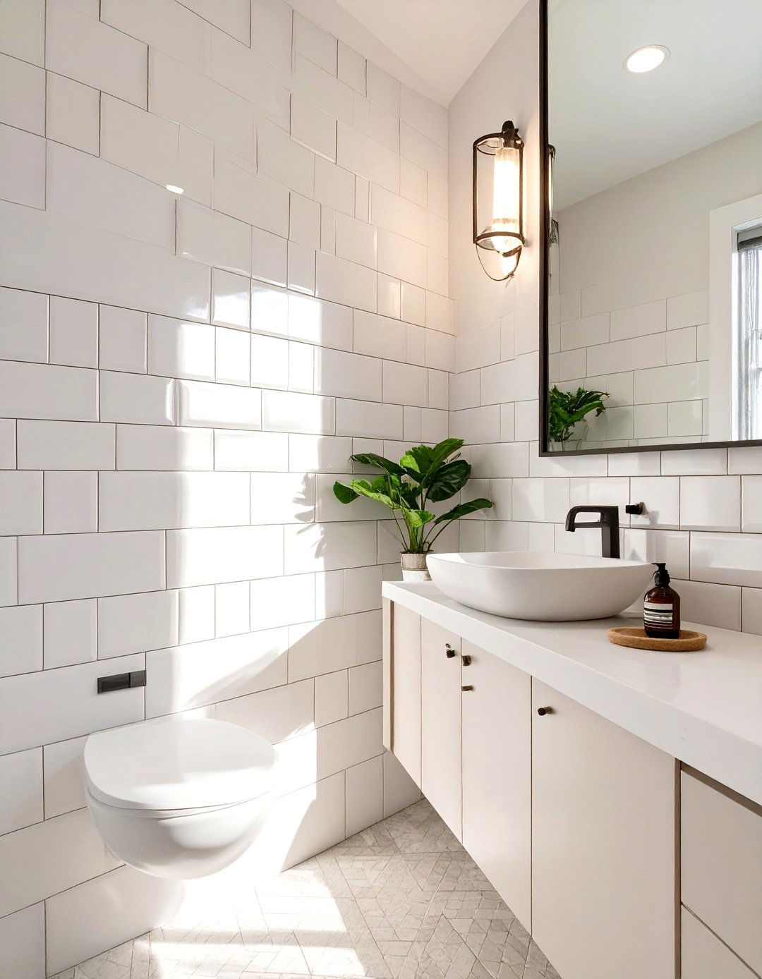 Matte Finish White Tiles - 30 white bathroom tile ideas