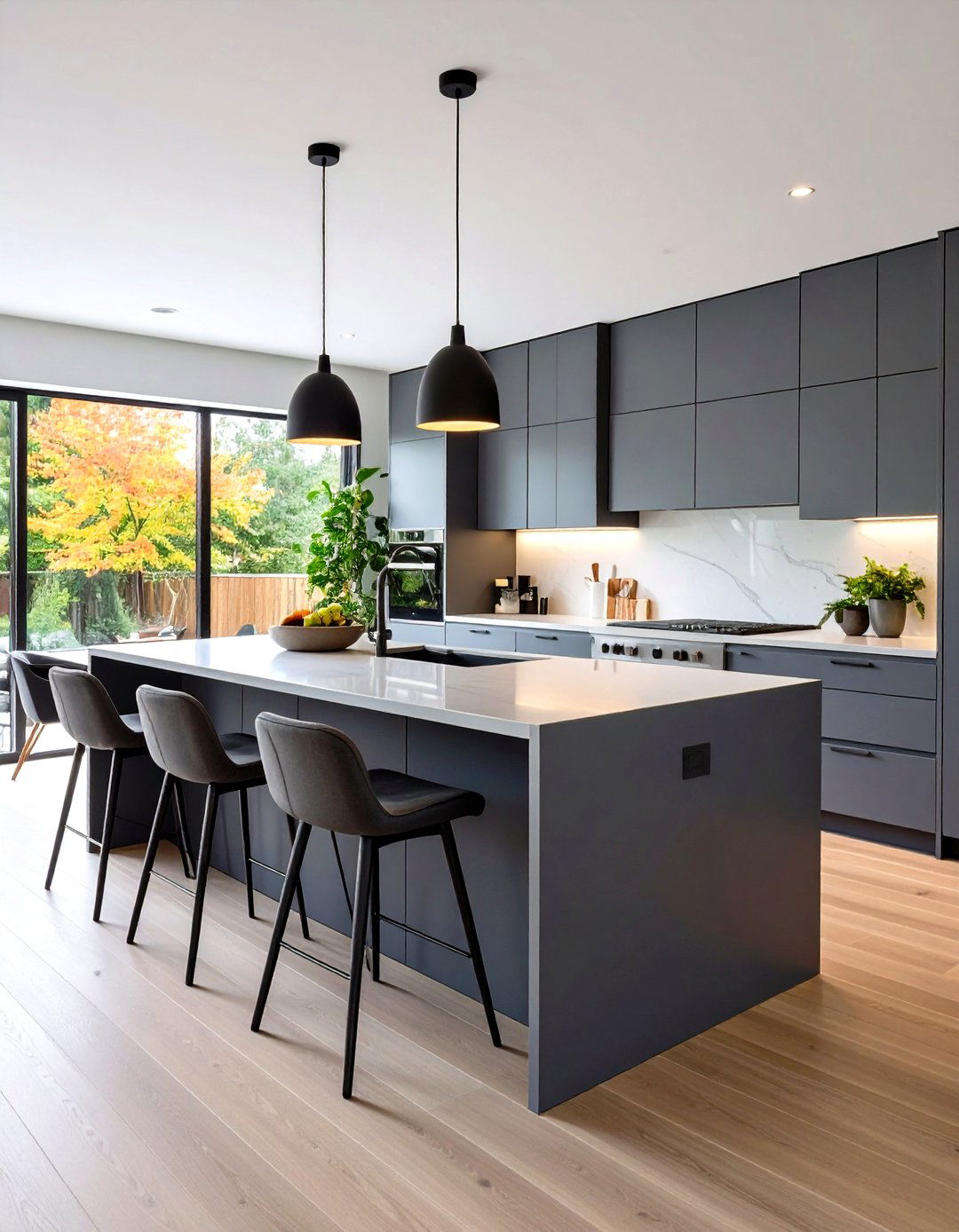 Matte Gray Flat Panel Kitchen Cabinets - 30 gray kitchen cabinets ideas