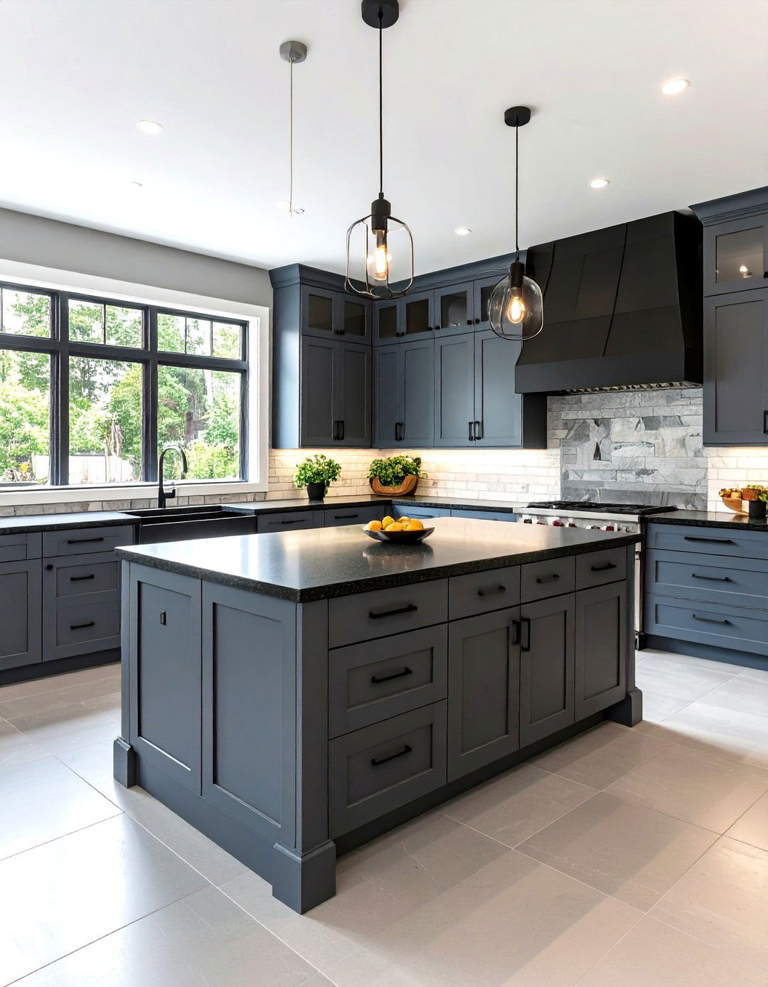 Matte Gray and Black Kitchen - 30 gray kitchen ideas