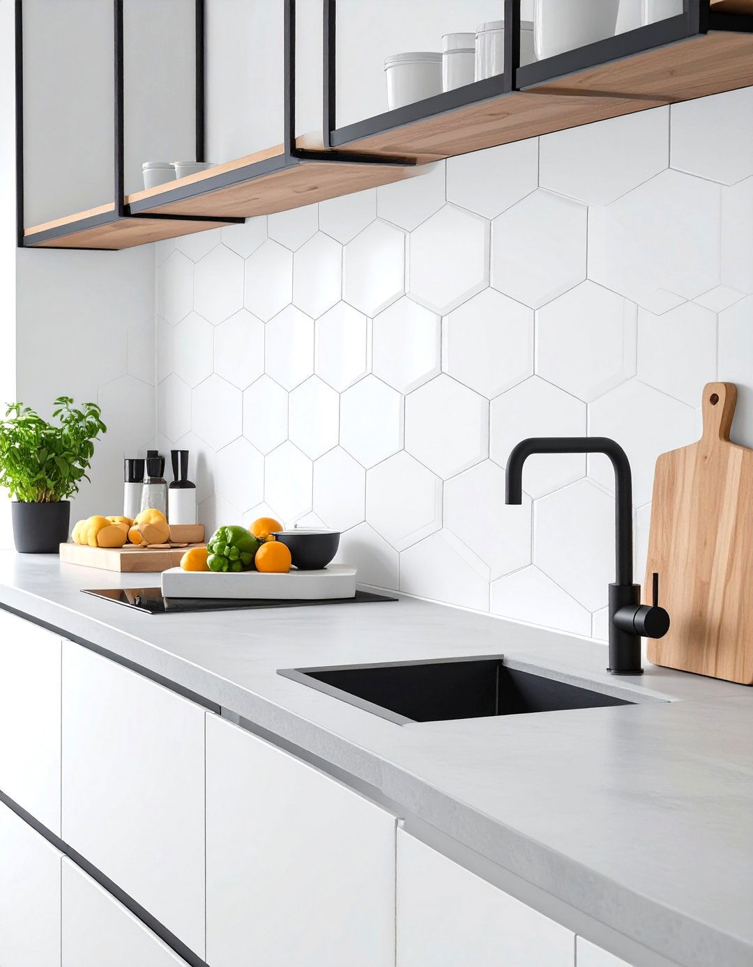 Matte White Ceramic Tile Backsplash - 30 white kitchen backsplash ideas
