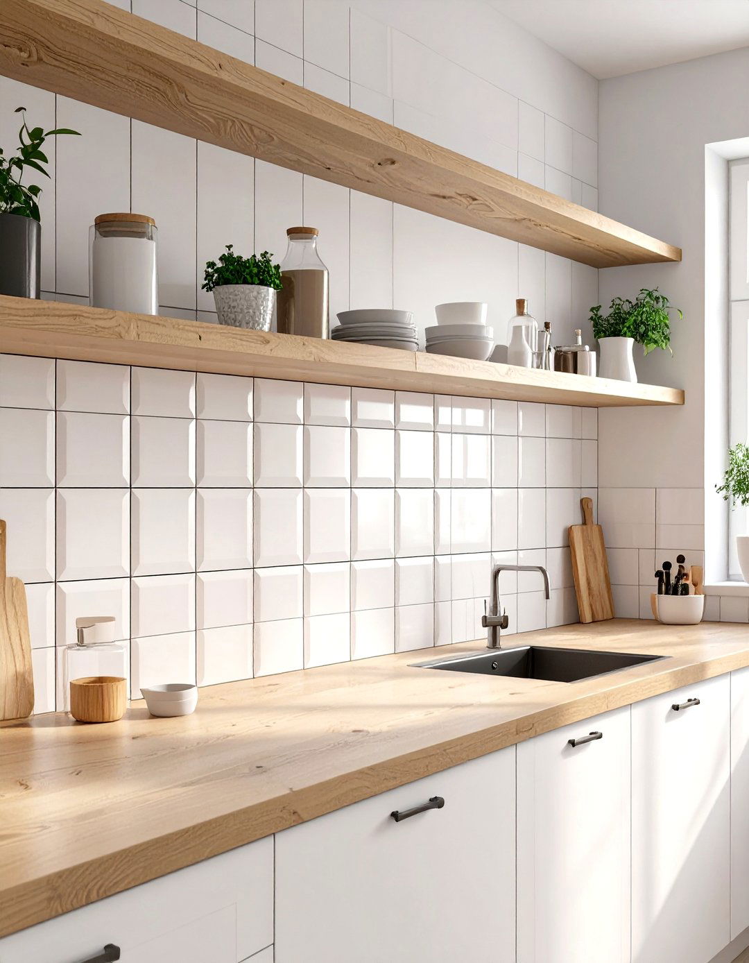 Matte White Square Tile Backsplash - 30 white backsplash ideas
