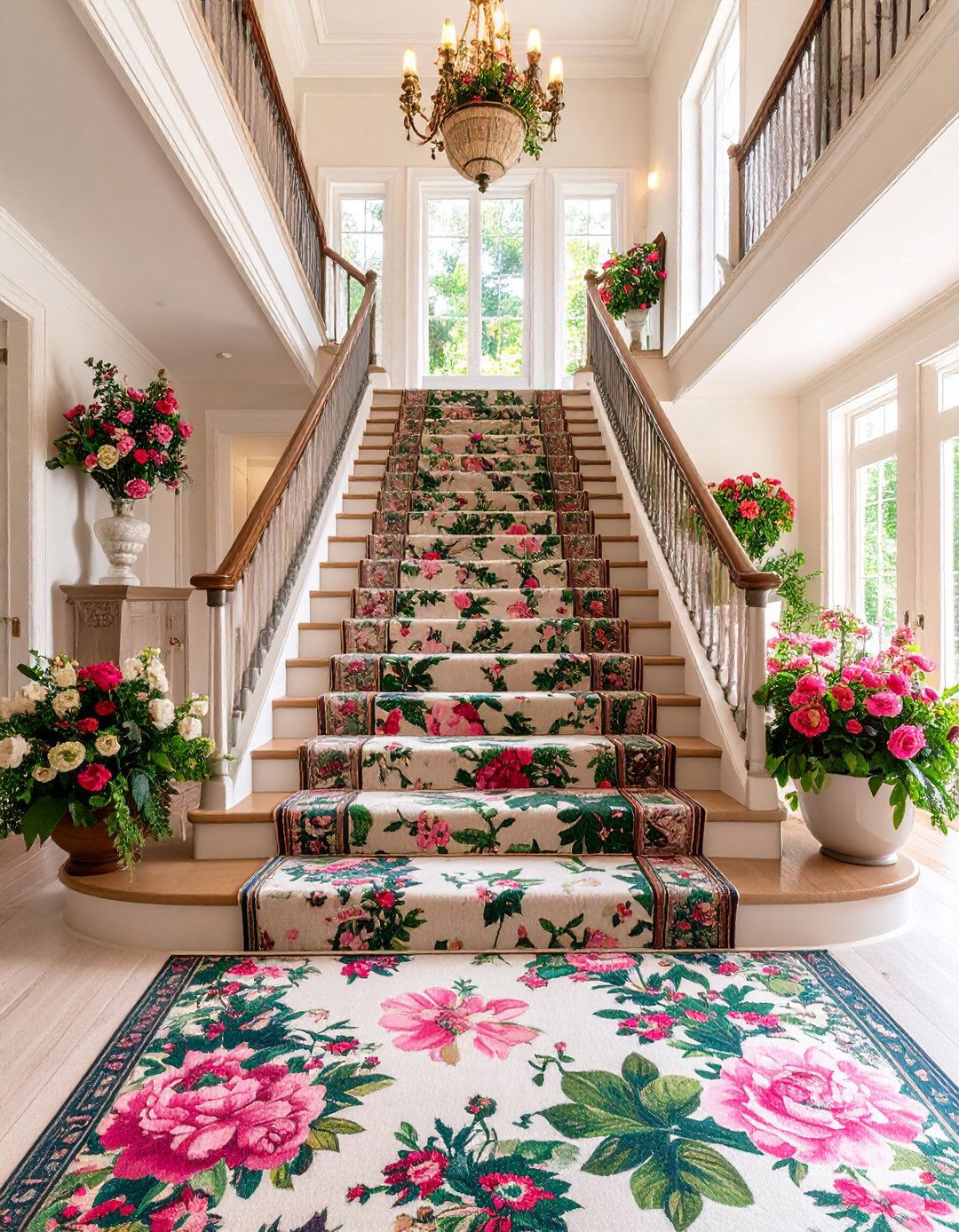 Maximalist Floral Carpet Designs - 30 latest carpet trends for stairs