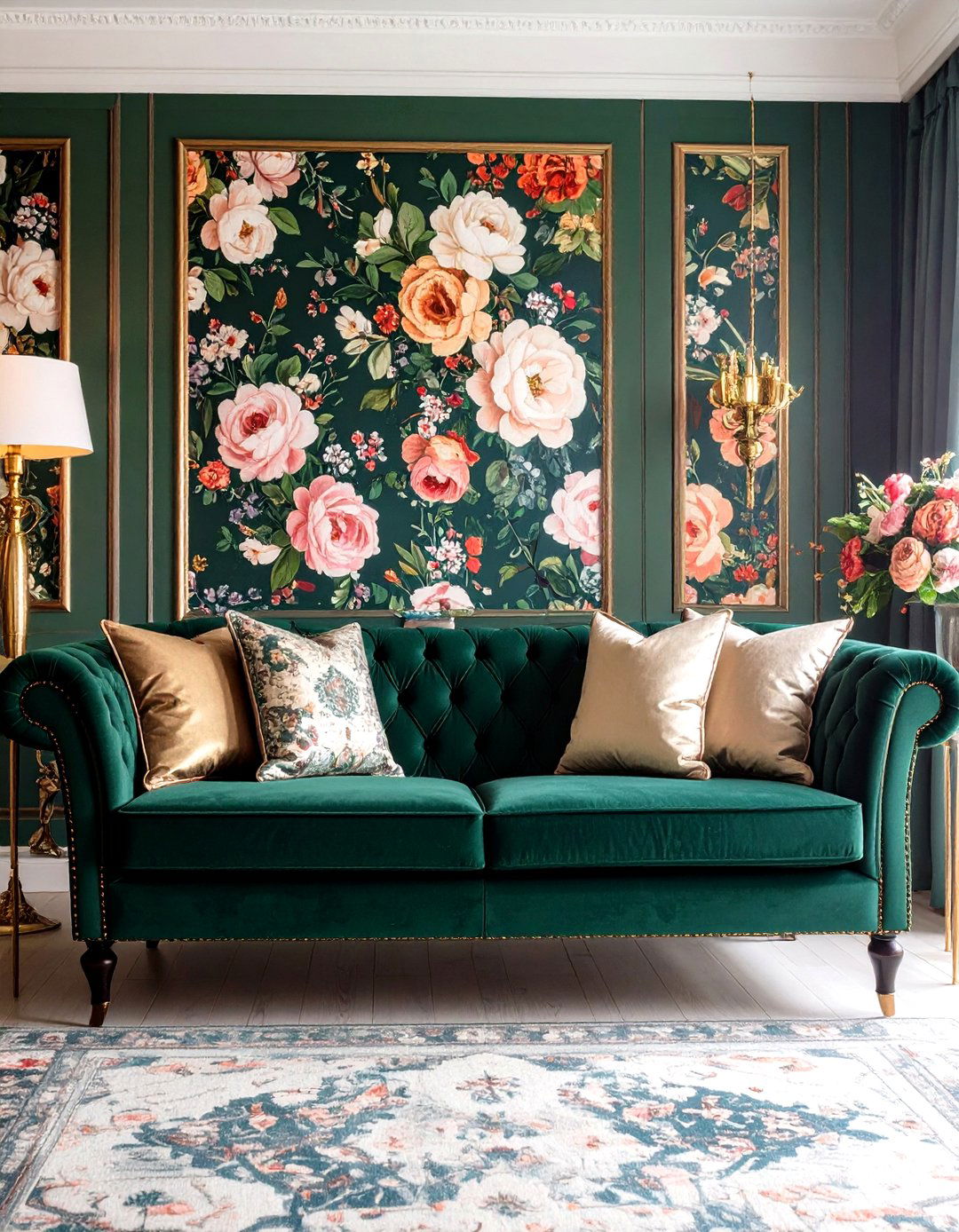Maximalist Jewel Box Living Room - 30 emerald green sofa living room ideas