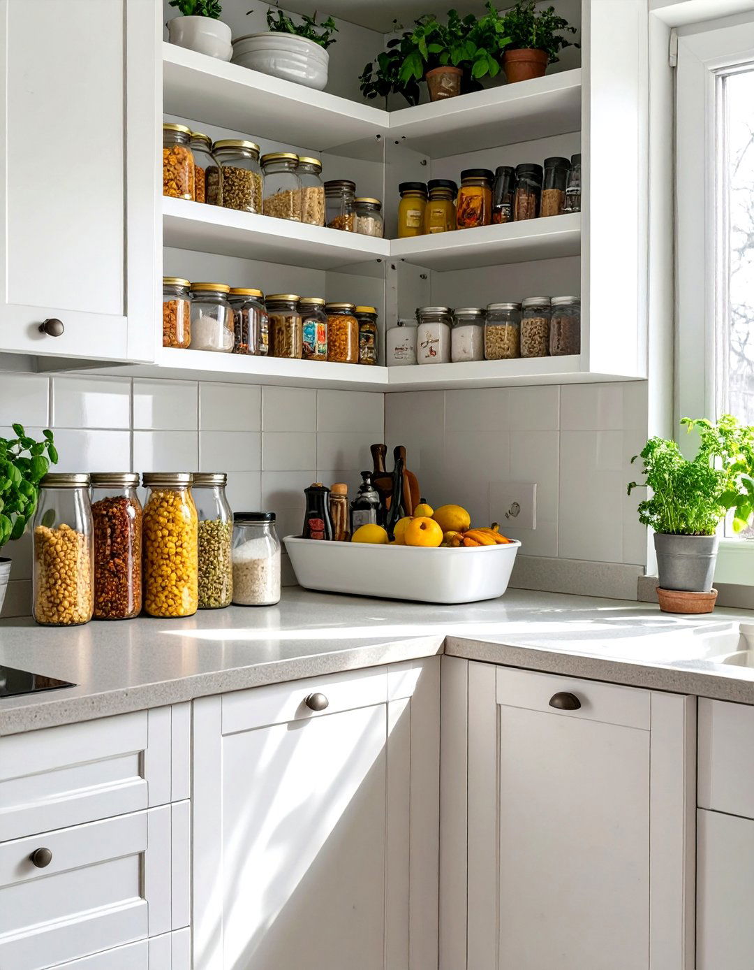 Maximizing Corner Space with Lazy Susans - 30 small apartment kitchen ideas