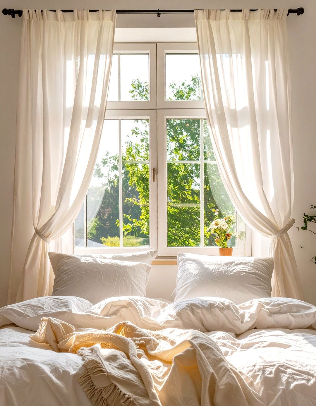 Maximizing Light with Sheer Curtains - 30 scandinavian bedroom ideas
